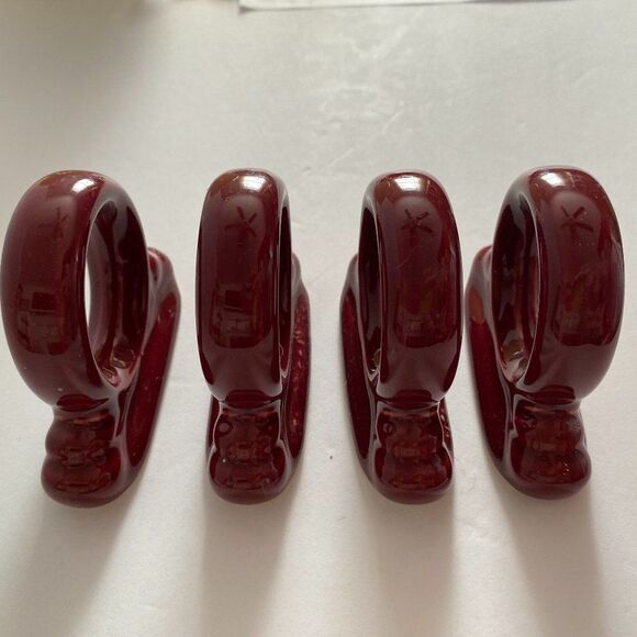 Fiestaware Retired Color Cinnabar Discontinued Napkin Ring Set of 4 - Picture 7 of 7